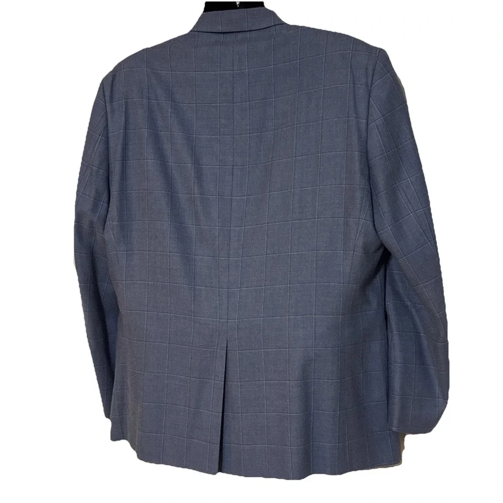 Lauren Ralph Lauren Men's Blazer 44R Light Blue Windowpane Silk/wool